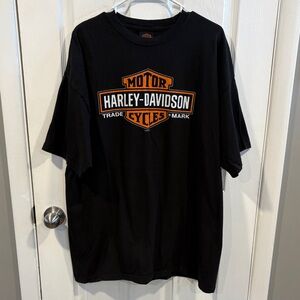 Harley-Davidson Black and Orange Short Sleeve Tee Size XXL